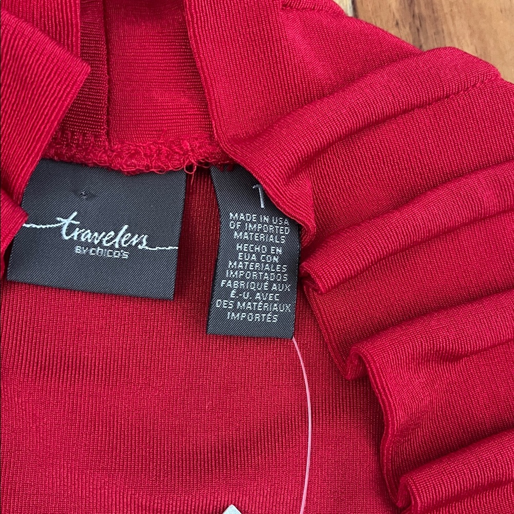 Chico’s travelers red ruched cardigan - size 1 - NWT - Picture 2 of 5